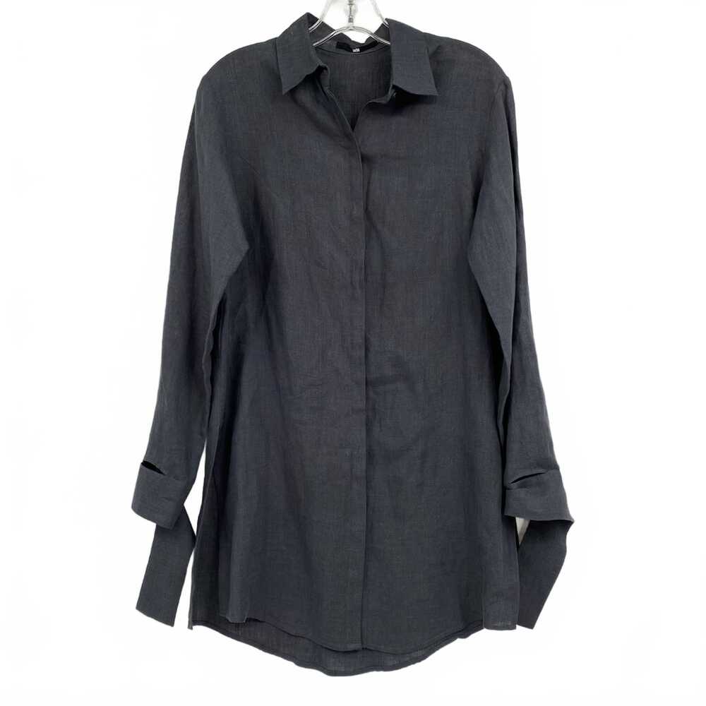 Jarbo Gray 100% Linen Button Down Blouse | Women’s Size 0